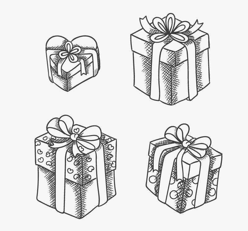 4 hand-painted gift bow vector material
