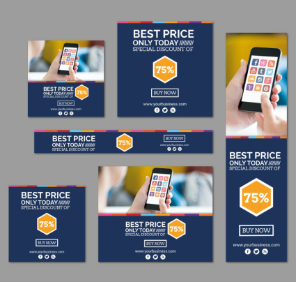 6 fashion APP promotional card vector material
