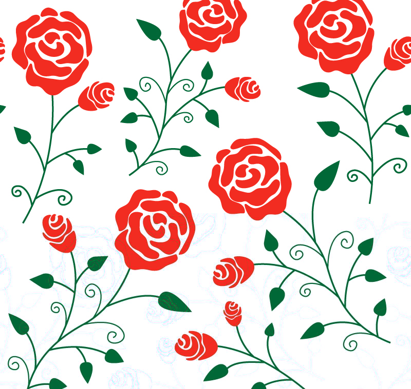 Rose branch seamless background vector material
