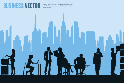 Business people silhouettes collection vector material
