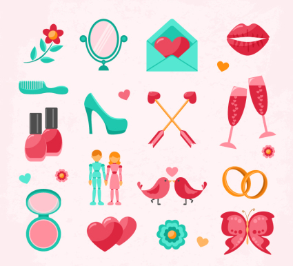 16 models fresh wedding icon vector material