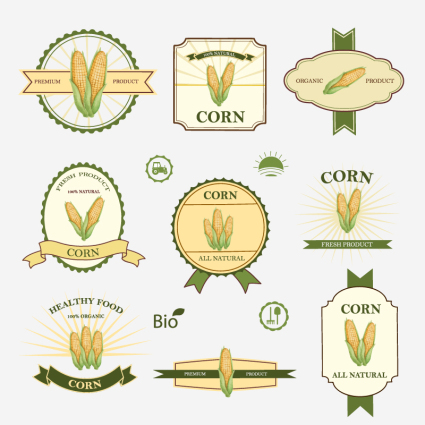 9 corn product label vector map