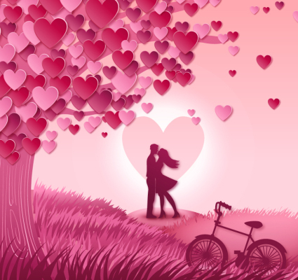 Love tree and lovers vector material
