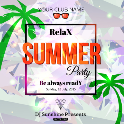 Fashion summer party poster vector map