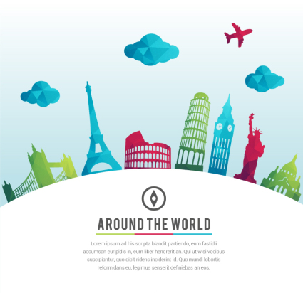 Geometric shape of the world famous scenic design vector material