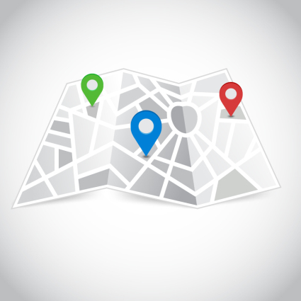 Street maps and markers vector material
