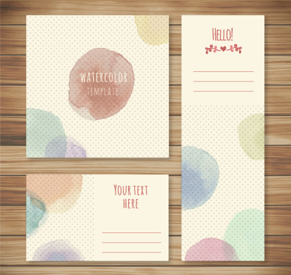 3 fresh watercolor card vector

