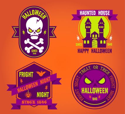 4 Terror Halloween label vector