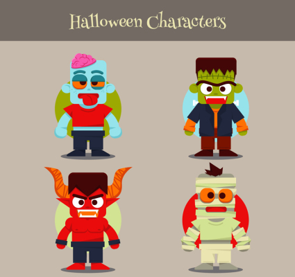 4 color vector material Halloween Cosplay