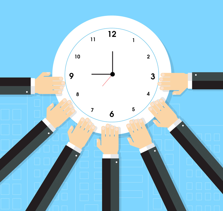 Arms stretched clock vector material