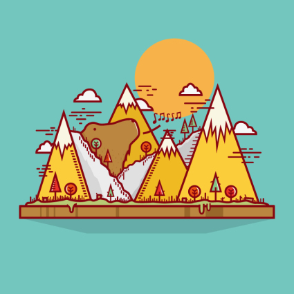 Creative mountain bear vector illustration material