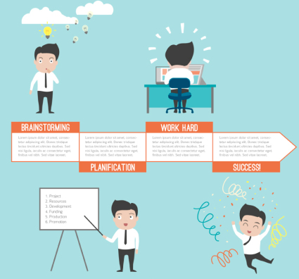 4 Steps to Success business man vector illustration