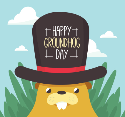 Funny Groundhog Day greeting cards vector material