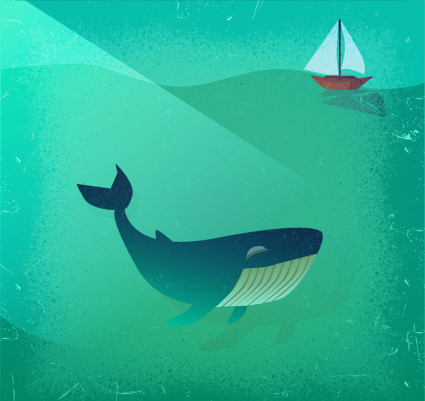 Creative whales and sailing vector material
