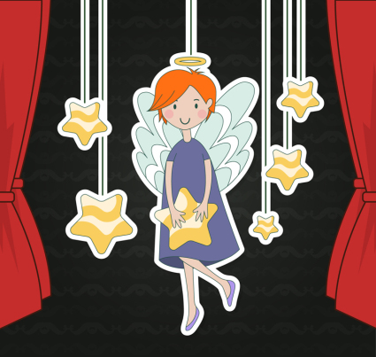 Cute angel and star ornaments vector