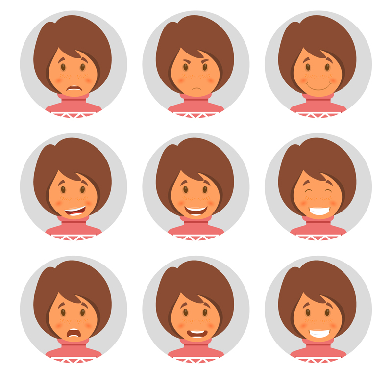 9 short hair woman face picture vector material