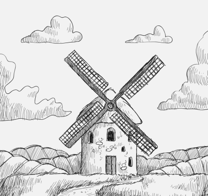 Hand drawn vector material Windmill