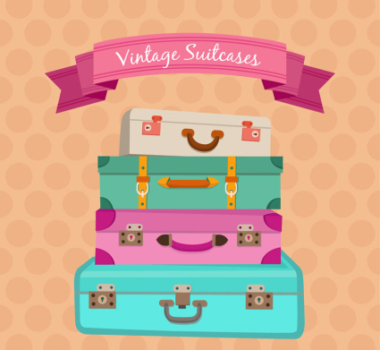 Color stacked suitcase Vector material