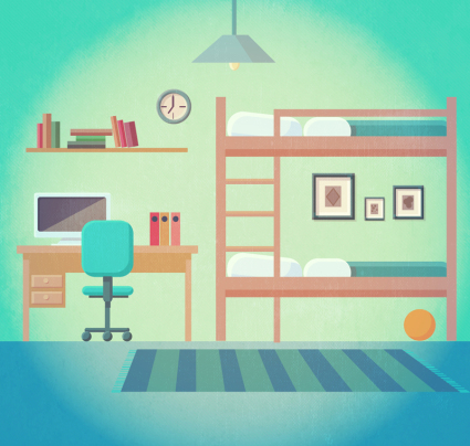 Creative double bedroom design vector material