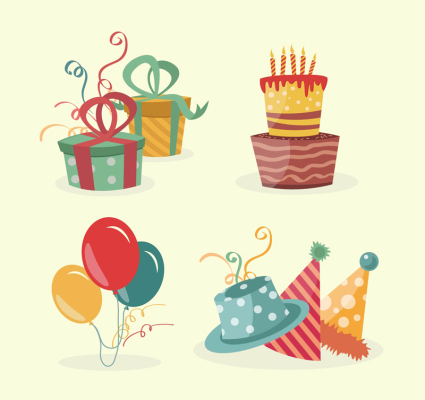 4 creative birthday element vector material