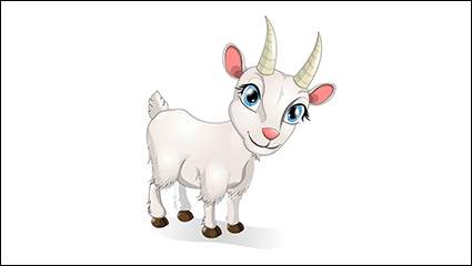 White goat cartoon eyes vector material