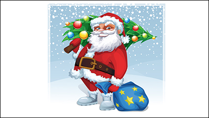 Cartoon Christmas trees and Santa Claus vector material