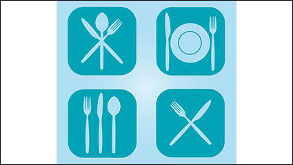 Square tableware icon vector material