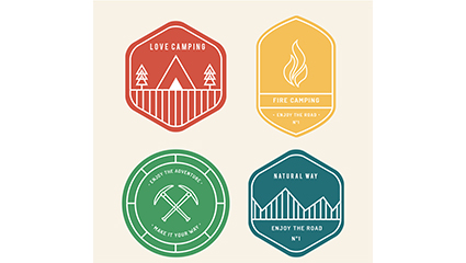 4 Camping label vector material
