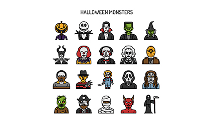 20 of the Halloween monster icon vector