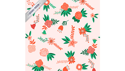 Cartoon red floral seamless background vector