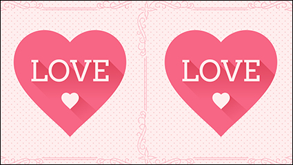 Delicate pink love greeting cards vector material