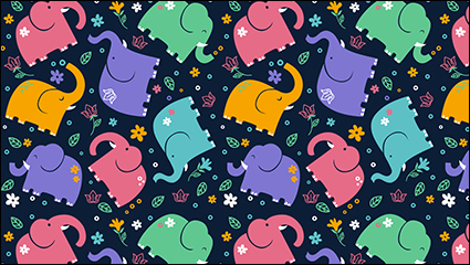 Colored elephant seamless background vector material