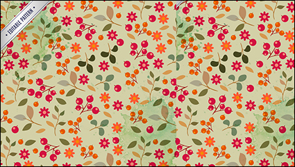 Floral seamless background with berries vector material