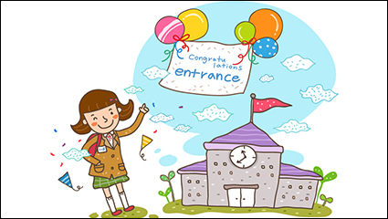 Cartoon welcome school campus illustrator vector material