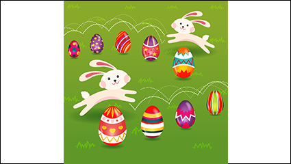 Cartoon rabbit and eggs vector material