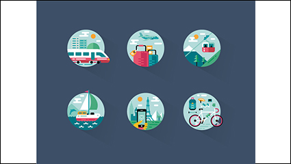 6 round vacation travel icon vector material