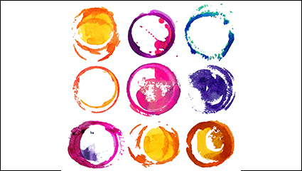 9 Watercolor ring design vector material