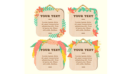 4 floral decoration card vector