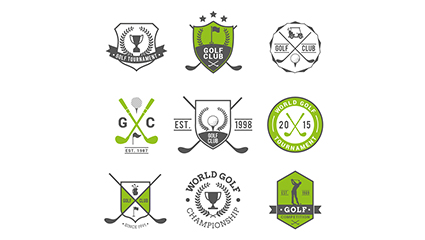 9 Golf Club label flag Vectors