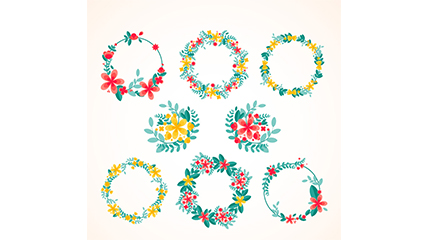 8 fresh watercolor wreath vector material