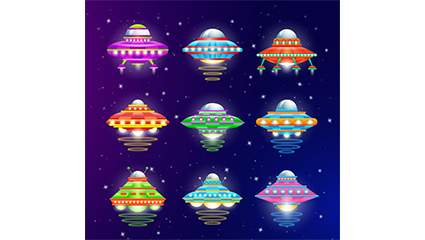 9 Cartoon flying saucer design vector material