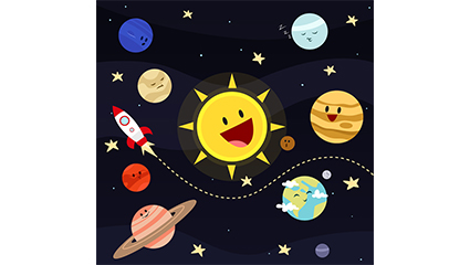 Cute cartoon vector material planet solar system