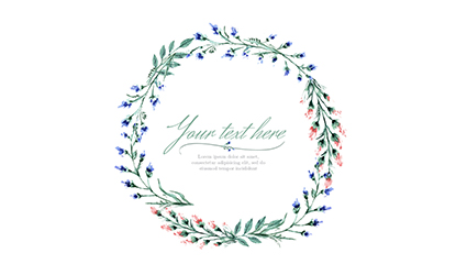 Elegant watercolor purple and red garland vector material