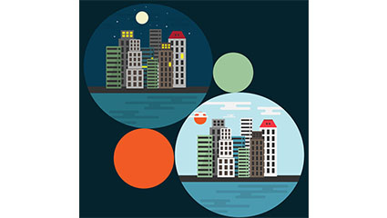 City building day and night vector