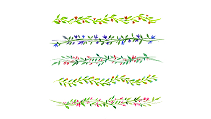 5 lace watercolor design vector material