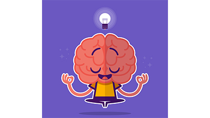 Cartoon meditation brain vector material