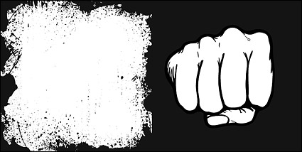 Fists and material ink border vector