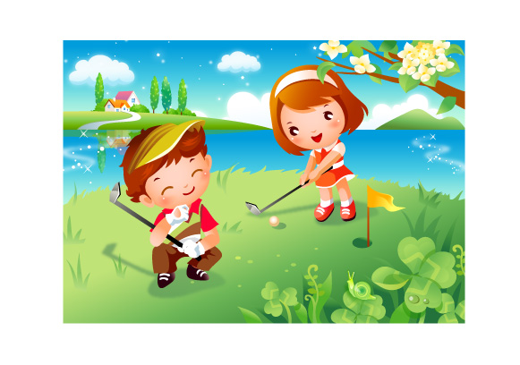 Children's Golf vector material