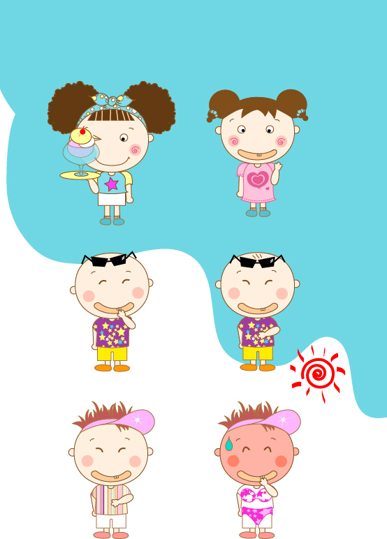 Boys and girls in the summer sun