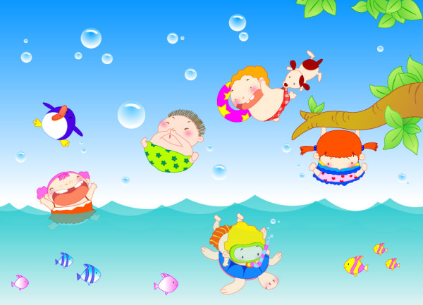 Children's swimming Vector 